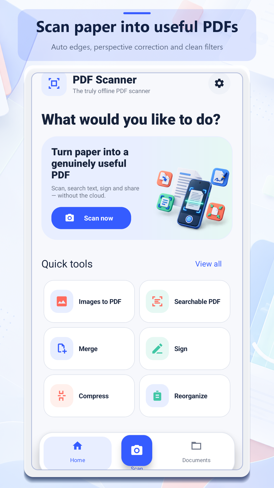 PDF Scanner home screen